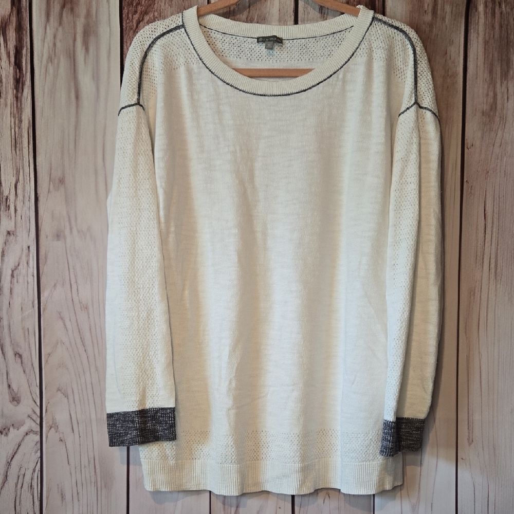 Talbots White and Gray Women's Sweater Size XL